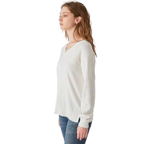 Lucky Brand Women's V-Neck Sweater, Long Sleeves, Side Slits, Cotton Blend (1721756)