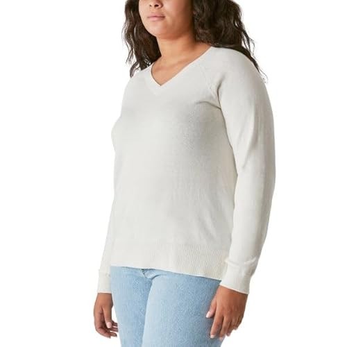 Lucky Brand Women's V-Neck Sweater, Long Sleeves, Side Slits, Cotton Blend (1721756)