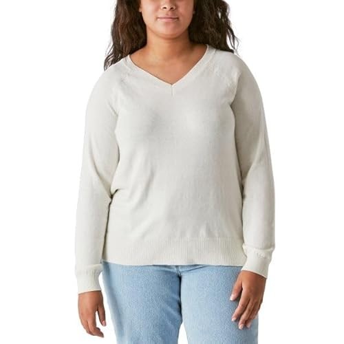 Lucky Brand Women's V-Neck Sweater, Long Sleeves, Side Slits, Cotton Blend (1721756)